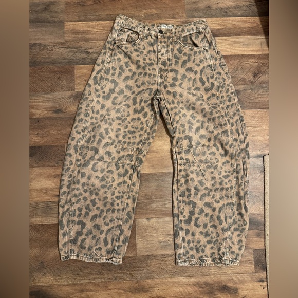 We The Free Denim - We The Free Animal Print Good Luck Barrel Jeans